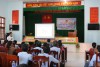 Đồng chí Nguyễn Xuân Thao báo cáo Truyền thông về phòng, chống bạo lực gia đình, ngăn ngừa và giảm thiểu tác hại của bạo lực trên cơ sở giới tại xã An Tân, huyện An Lão