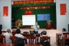 Đồng chí Phan Tuấn Kiệt báo cáo tại buổi truyền thông về Công tác trợ giúp xã hội với người cao tuổi tại xã An Tân, huyện An Lão