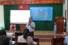 Đồng chí Phan Tuấn Kiệt báo cáo tại buổi truyền thông về Chương trình nâng cao chất lượng bảo vệ, chăm sóc sức khỏe người có công với cách mạng, người cao tuổi, trẻ em, người khuyết tật và đối tượng cần sự trợ giúp xã hội tại xã Ân Tường Đông, Hoài Ân